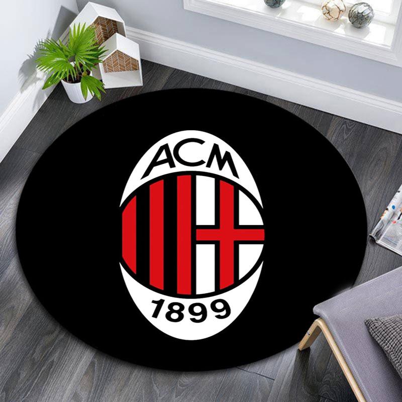 Круглый ковер с принтом AC Milan, Нескользящий моющийся круглый ковер для гостиной, спальни, игровой комнаты, Декор для спортивных фанатов, Подарок на праздник, день рождения 80cmx80cm