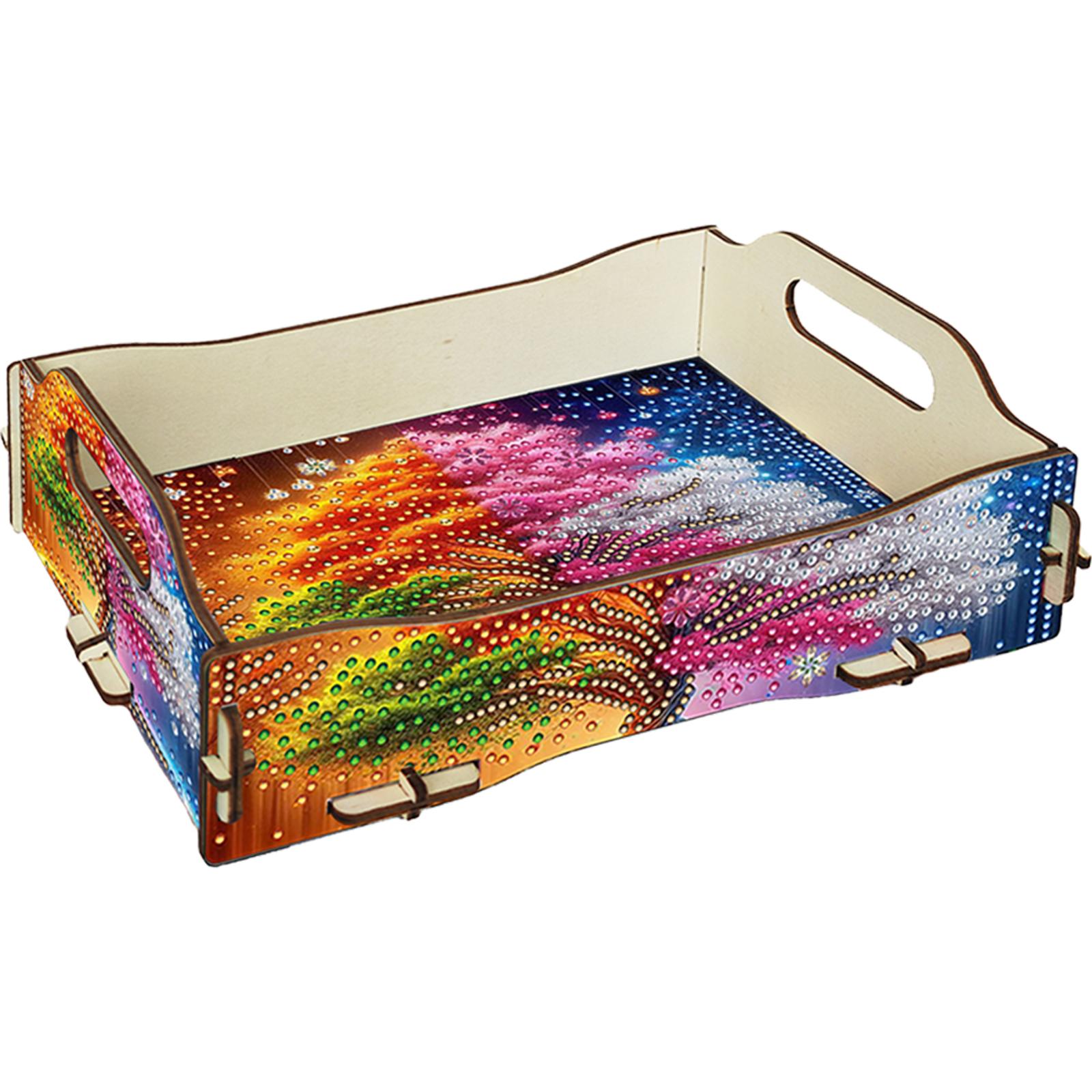 

DIY Diamond Painting Food Tray Kit Wooden Diamond Art Tableware Manager Tray Diamond Decorative Serving Tray for Coffee Table