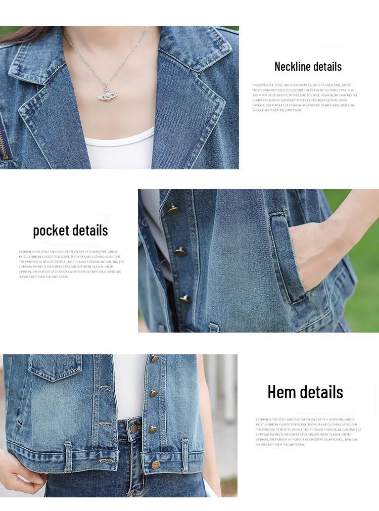 Women's Summer Denim Vest - High-End Design, Casual Sleeveless Outerwear, Short Jacket