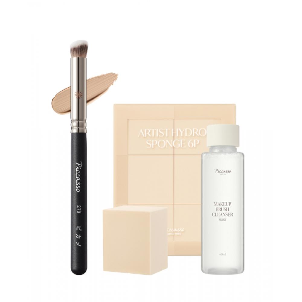 Piccasso 270 Concealer + Artist Hydro Sponge 6p Set + Brush Cleanser 60ml