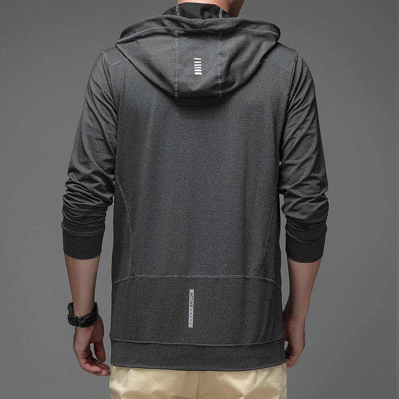 Spring and Autumn Thin Sports Sweater Korean Edition Trend Men's Casual Hooded Jacket Solid Color Versatile Top Men's