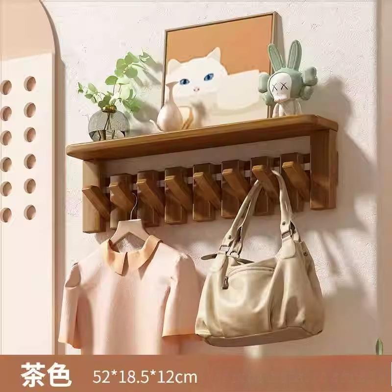 Modern Nordic Solid Wood Wall Mounted Clothes Hanger Luxury Living Bedroom Storage Rack Creative Home Furniture