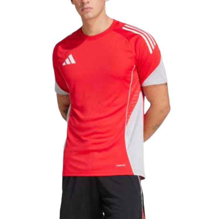 

Adidas Tiro 25 Удобная Приятная к коже Модная Однотонная Полосатая Футбольная Майка Мужская Рубин IW0420 XXL