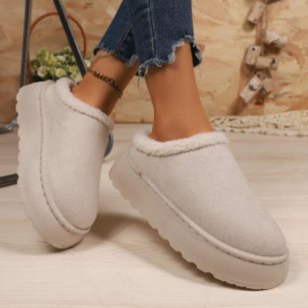 Women's padded lining soft thick bottom heightening home outdoor thickened warm lightweight comfortable one-step cotton shoes snow boots slippers
