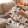 Halloween Flannel Throw Blanket with Pumpkin Pattern for Couch Sofa Bed Nap Cozy Cover