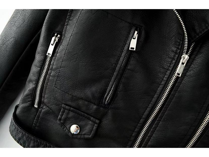 Women's Autumn/Winter PU Leather Motorcycle Jacket – Korean Style Slim Fit Short Coat