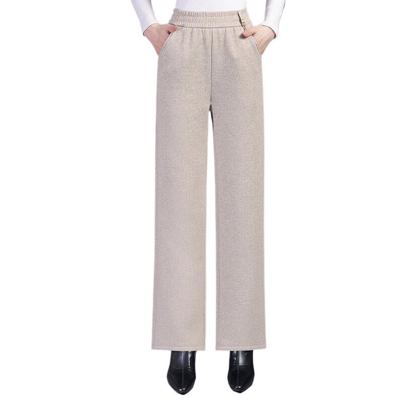 

Mom s Plus Size Thickened Woolen Pants - Stylish Spring/Autumn Winter Wear for Mid-Aged Women 3XL [105-120 lbs]
