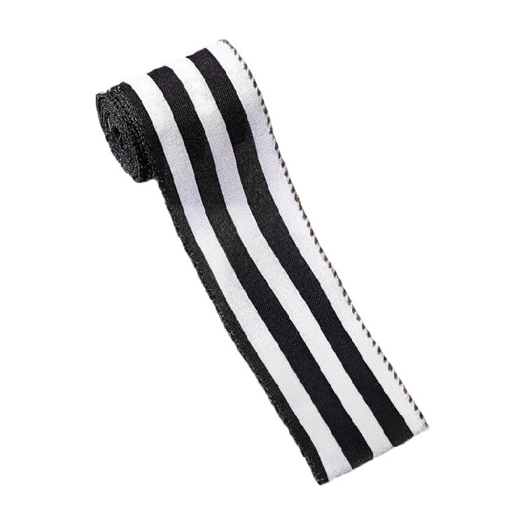 Crafting Ribbon For Holiday Decorations Gift Bowknot Christmas Tree Ornament Durable Polyester Fabric Black White Design