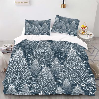 Vánoční stromek - Styl Digitálně tištěná sada přikrývky - Polyester - Dekorace do ložnice - 1 povlak na přikrývku + 2 povlaky na polštáře (žádné jádro polštáře)