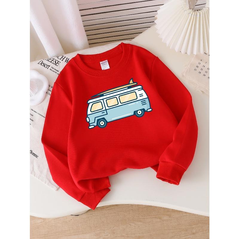 European sizes Van Surfboard Adventure Road Trip Girls' Crew Neck Fashion Sweatshirt, Autumn Winter Western Top, Long Sleeved Casual.