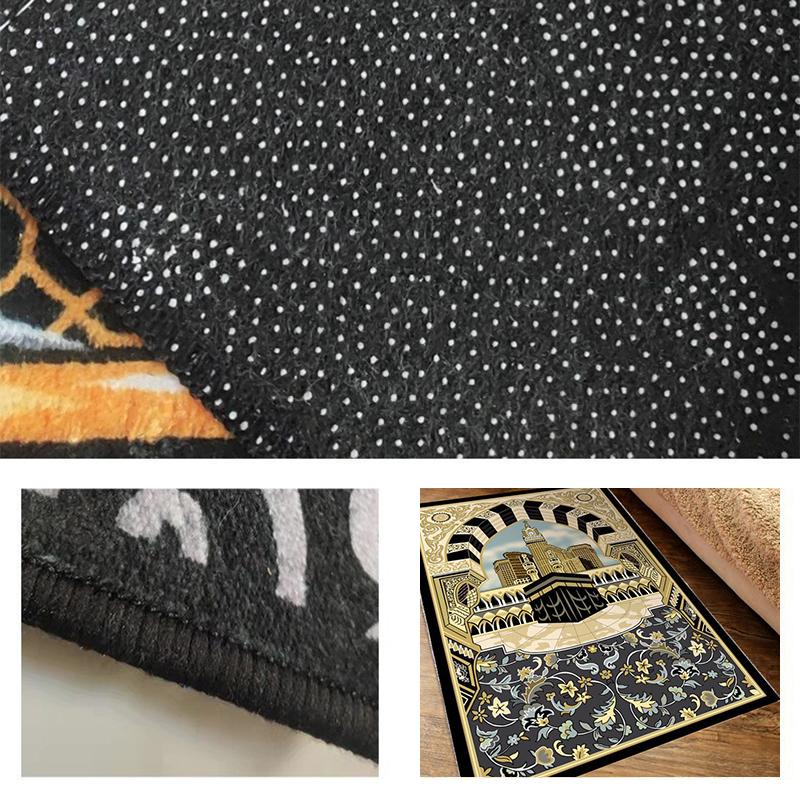 Manta de tela de terciopelo para adoración, tapete de oración estampado, borlas suaves y gruesas, almohadilla de adoración para musulmanes