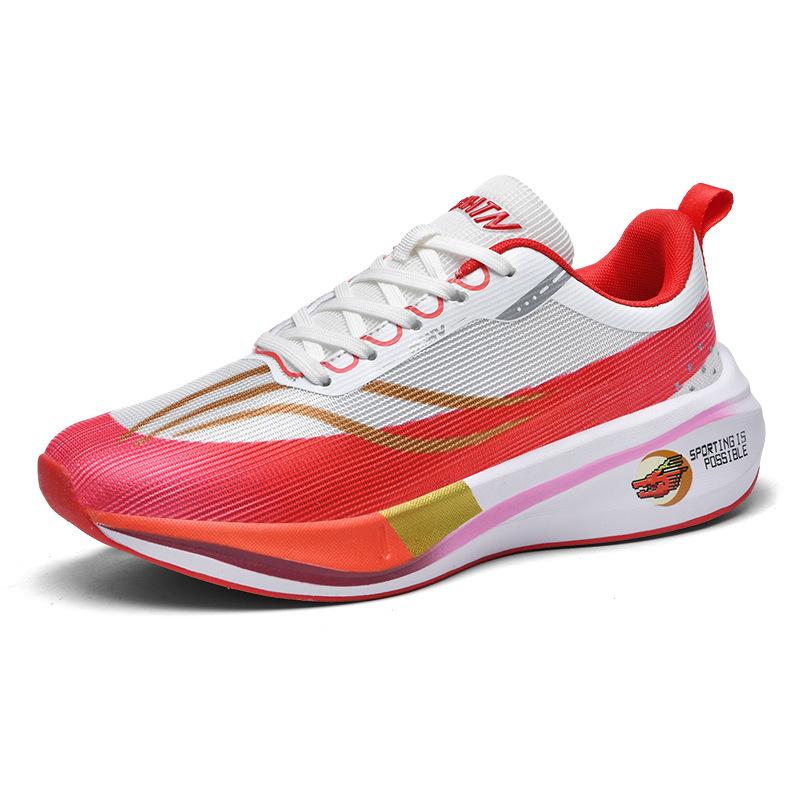 

Year of the Dragon New Year Red Fashion Sports Running Shoes Couple Summer Flying Weaving Mesh Breathable Sneakers 36