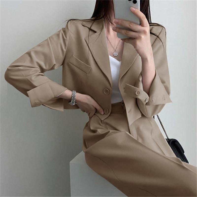 Casual Outfits Women Business Work Blazer Set Long Sleeve Cropped Blazers Pencil Pants Suit Office Lady Two Piece Set Tracksuits