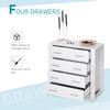 Chest Of 4 Drawers Storage Cabinet Bedroom Clothes w/Metal Handles Base Freestanding Unit Furnishing Living Room White