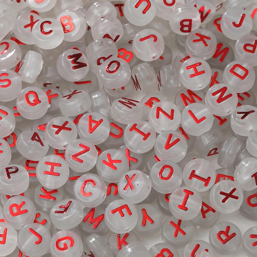 30pcs 6*10mm Mixed Acrylic Letter Beads Round Spacer Loose Beads for DIY Necklace Bracelet Earring Jewelry Making Accessories