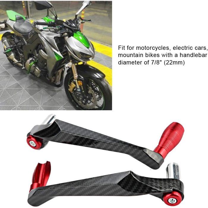 Protections de levier de moto, protecteur de frein de guidon de moto universel en alliage d'aluminium de 7/8 pouces(rouge)