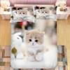 Super Cute Kitten Kids Bedding Set Kawaii Girl Quilt Cove King Queen Size Cute Cat Animal 3pcs Polyester Duvet Cover (No Sheet)