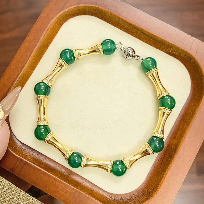 New Chinese style new jewelry jewelry set bracelet collarbone chain imitation natural chalcedony beaded senior