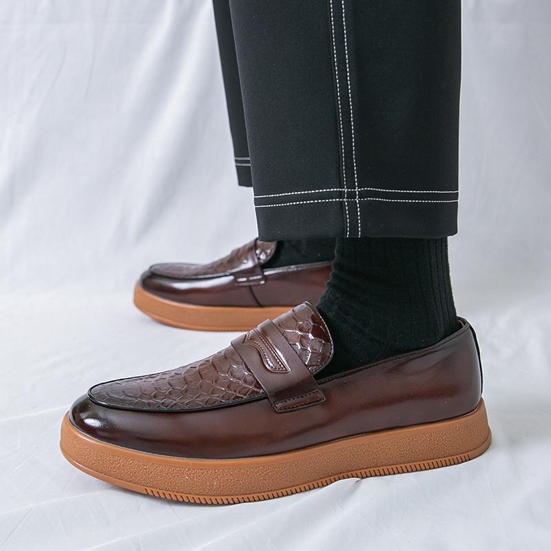 Fashion Designer New Gentleman Penny Loafers Men's Alligator Pattern Patent Leather Shoes Formal Wedding Prom Dress Homecoming Footwear