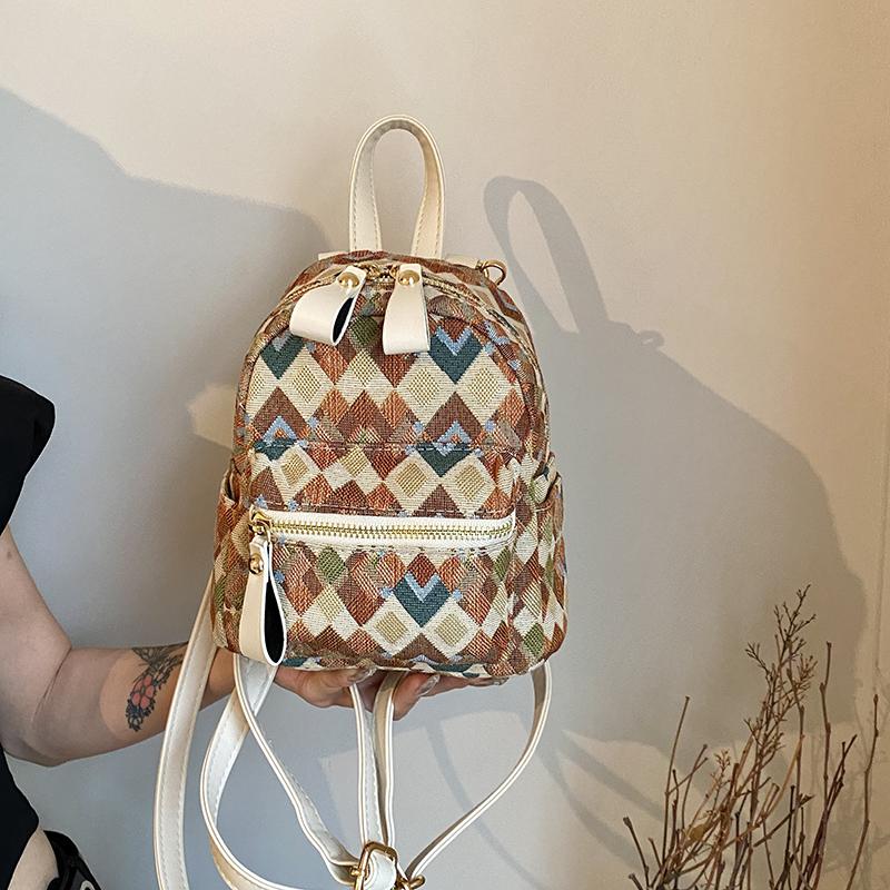 

мода новый тренд женский рюкзак сумка на одно плечо национальный стиль дизайн, цветная клетка, студенческая сумка сумка для мамы