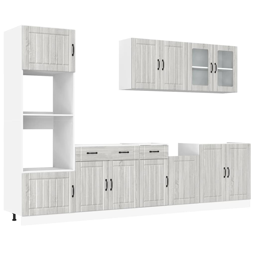 7 Piece Kitchen Cabinet Set Kalmar Grey Sonoma Wood Based Panel