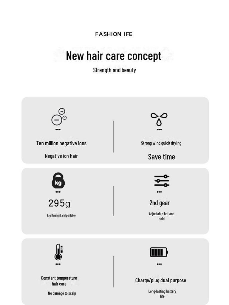 High-Speed Wireless Negative Ion Hair Dryer: Leafless Design for Quick Drying & Hair Care
