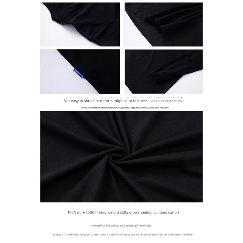 Wassup Heods Long-Sleeve T-Shirt Sketch Pure Cotton Base Shirt for Men and Women Couples American Street Fashion Brand Top Clothing