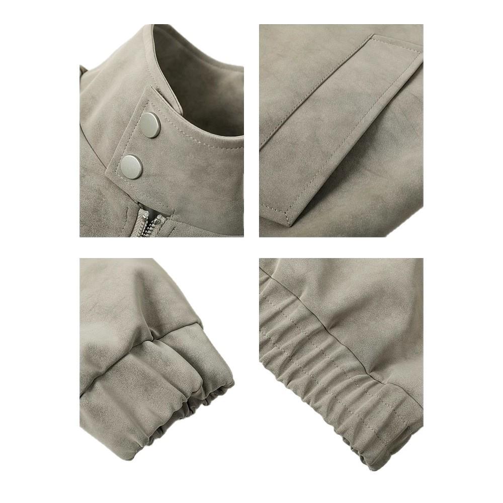 Herren Retro Tie-Dye PU-Leder Stehkragen Jacke - Amerikanischer High-End Stil, Coole Silhouette, Motorrad Arbeitskleidung