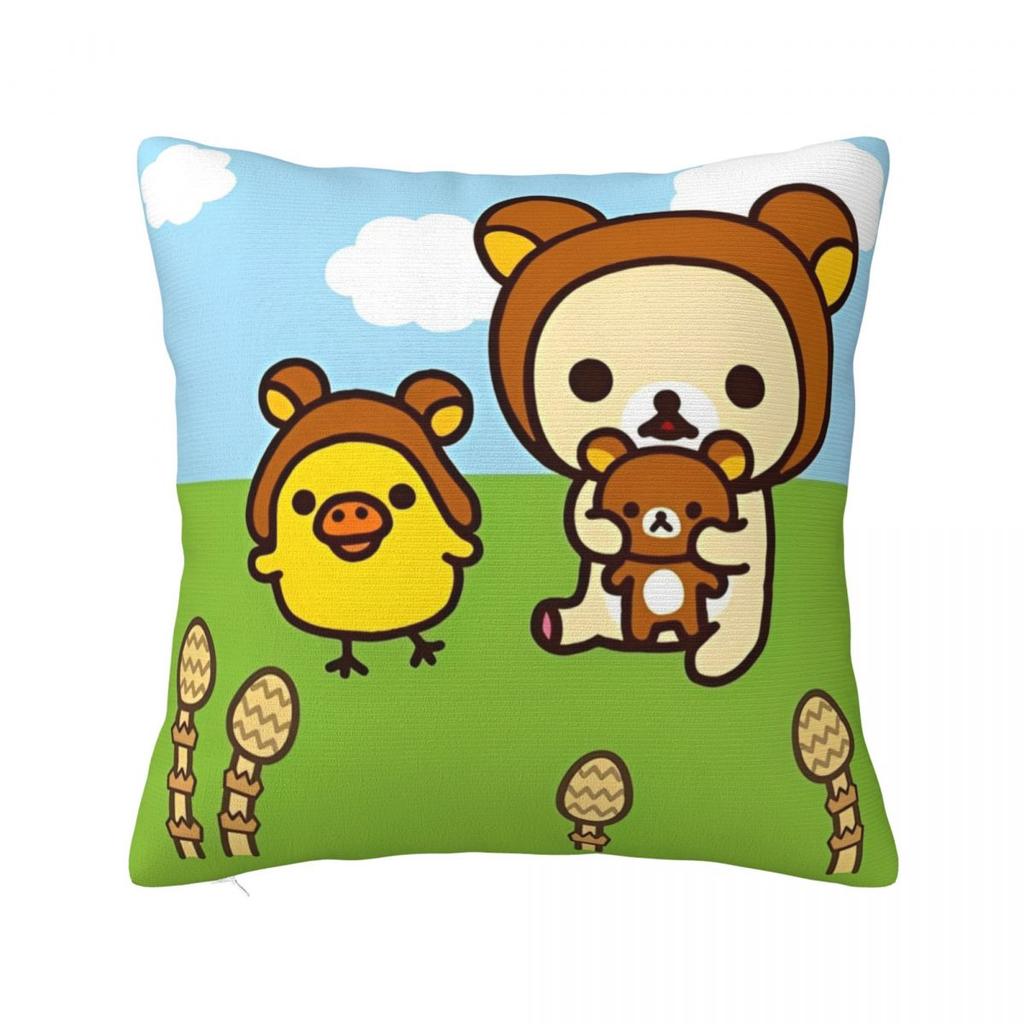 Cartoon Rilakkuma Pillowcases Merch Soft Cushion Cover Decor Pillow Case Cover Home Multi Size