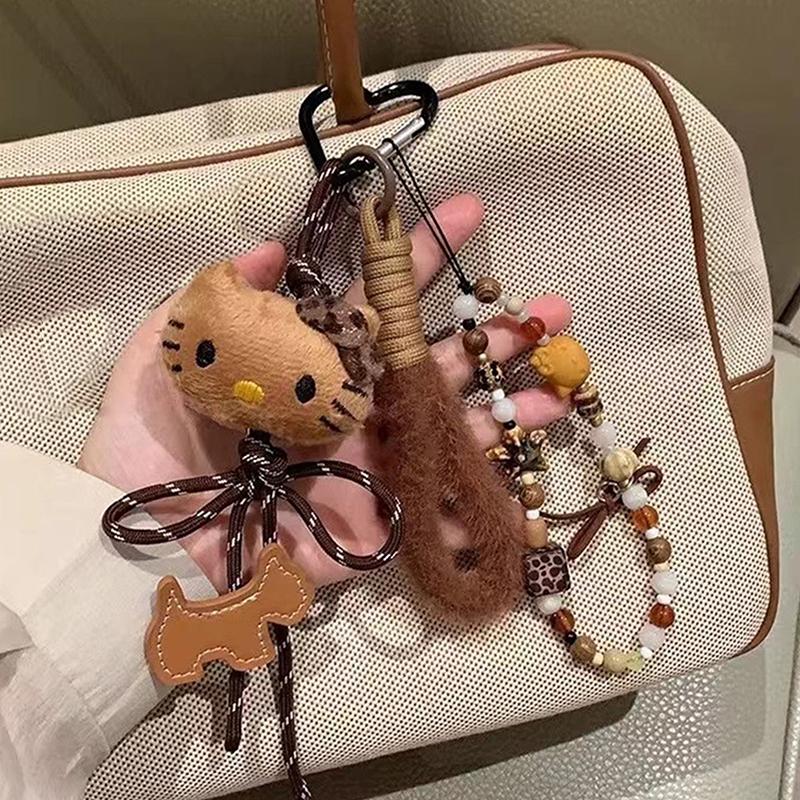 Colgante para Bolso Sanrio Hello Kitty Llavero de Dibujos Animados Maillard Figura de Anime Linda Muñeca con Cuerda Trenzada Regalo de Cumpleaños para Niña