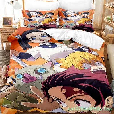 3D Anime Demon Slayer: Kimetsu No Yaiba Bedding Sets Duvet Cover Set With Pillowcase Twin Full Queen King Bedclothes Bed Linen