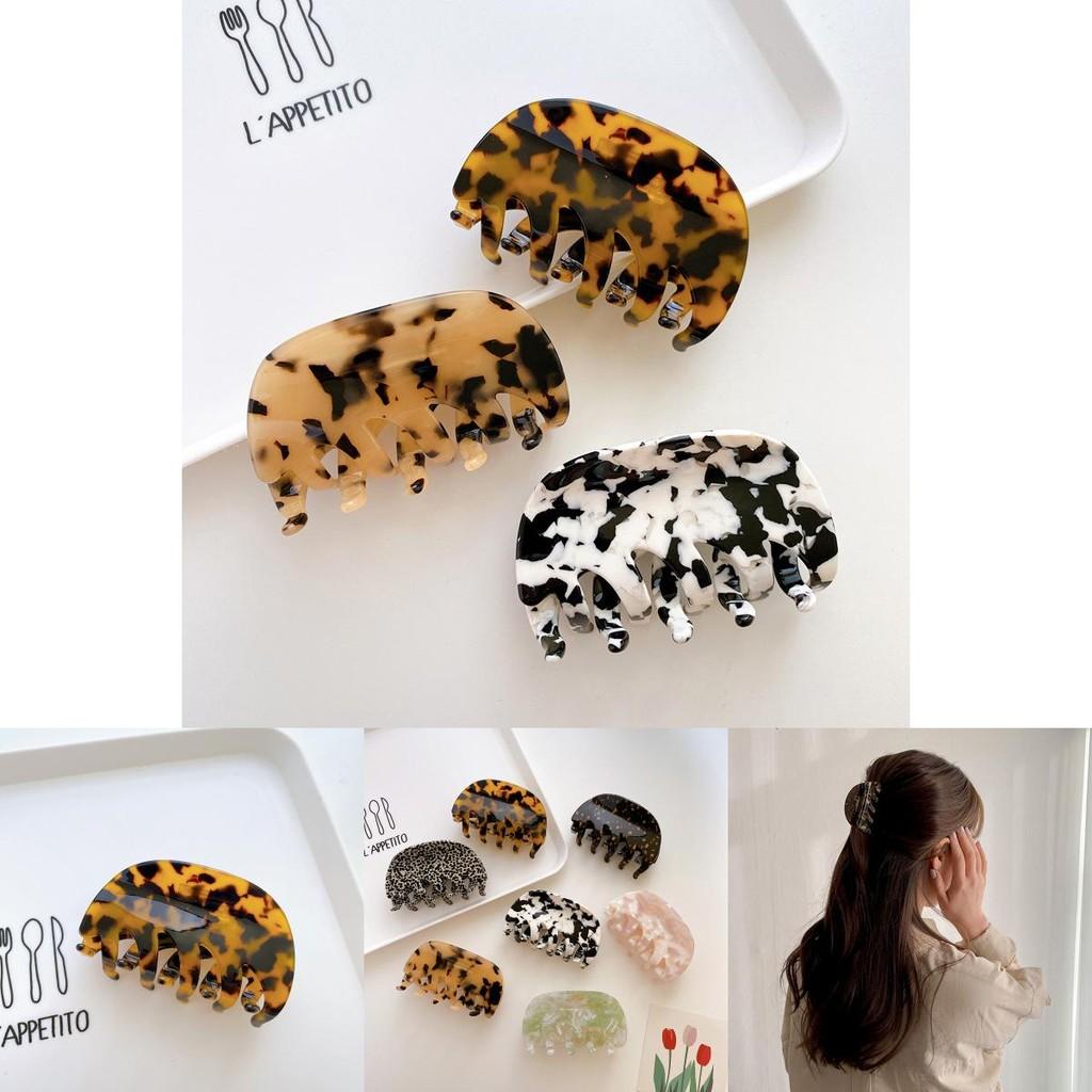Large Oval 8cm Cow Pattern Hair Claw Clip For Women Stylish Retro Design