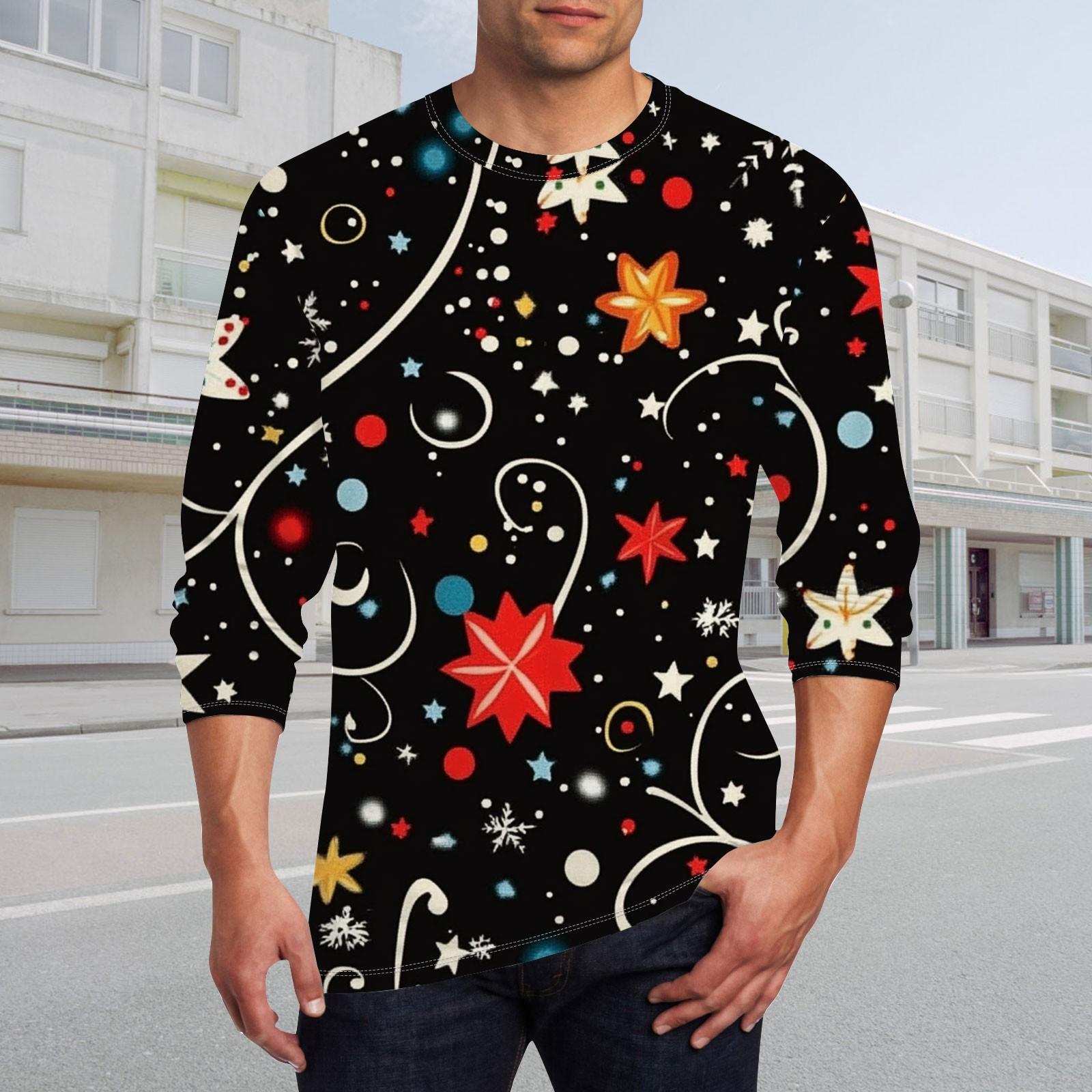 

Муж. Футболка Круглый вырез Одежда Одежда На открытом воздухе Длинный рукав С принтом Модельер Винтаж XXL чёрный