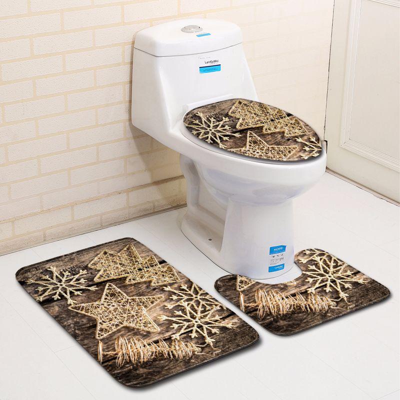 3D Christmas Bathroom Toilet Three-Piece Floor Mat Doormat Bathroom Carpet