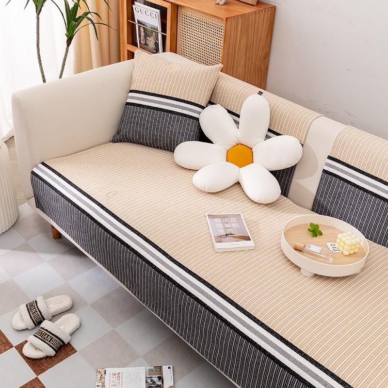 Japanese Cotton And Linen Woven Sofa Cushion Universal Fabric Non-Slip Seat Cushion Summer Simple Seat Cushion Sofa Cover Towel