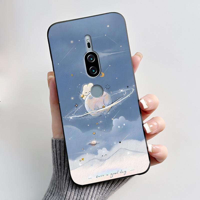 Per Sony Xperia XZ2 Premium SOV38 H8166 H8116 Custodia per Telefono Estetica Moda Gatto Carino Cartone Animato Nero Tocco Morbido Posteriore Cover in Silicone