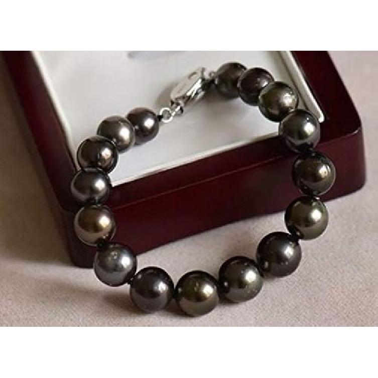 Charming 10-11mm Tahitian Black Pearl Bracelet 7.5-8"