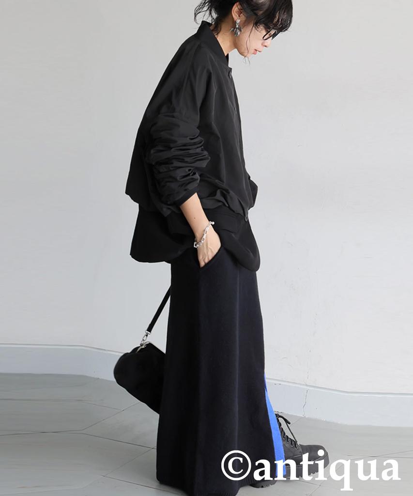 Antiqua Slit Knit One Size Black Women's Color-Coordinated Skirt, PN-00579, 05,