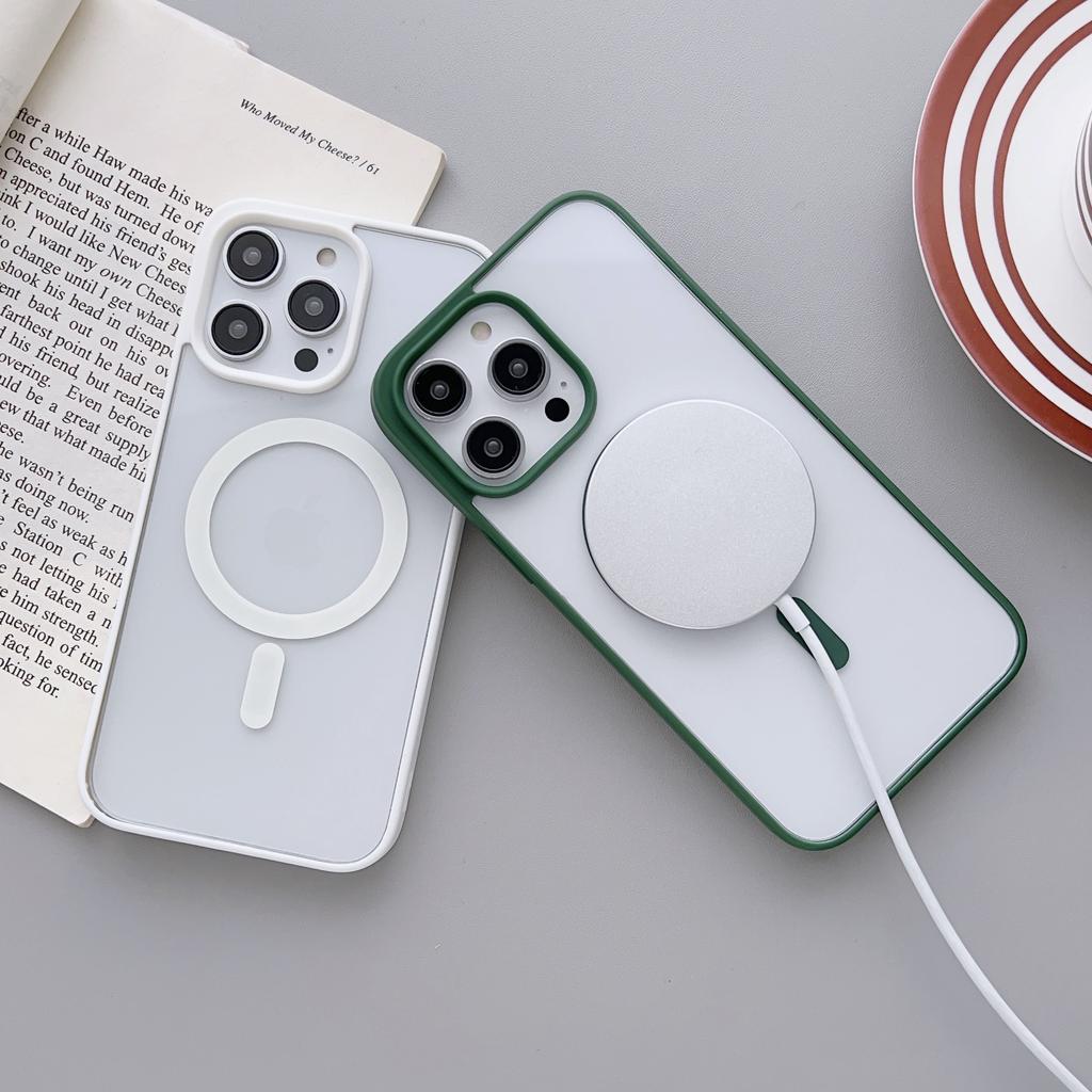Magsafe Magnetic Wireless Charging Matte Transparent Acryl Hard Case für iPhone 15 14 13 12Pro Max 11 X XR XS 7 8 Plus Cover