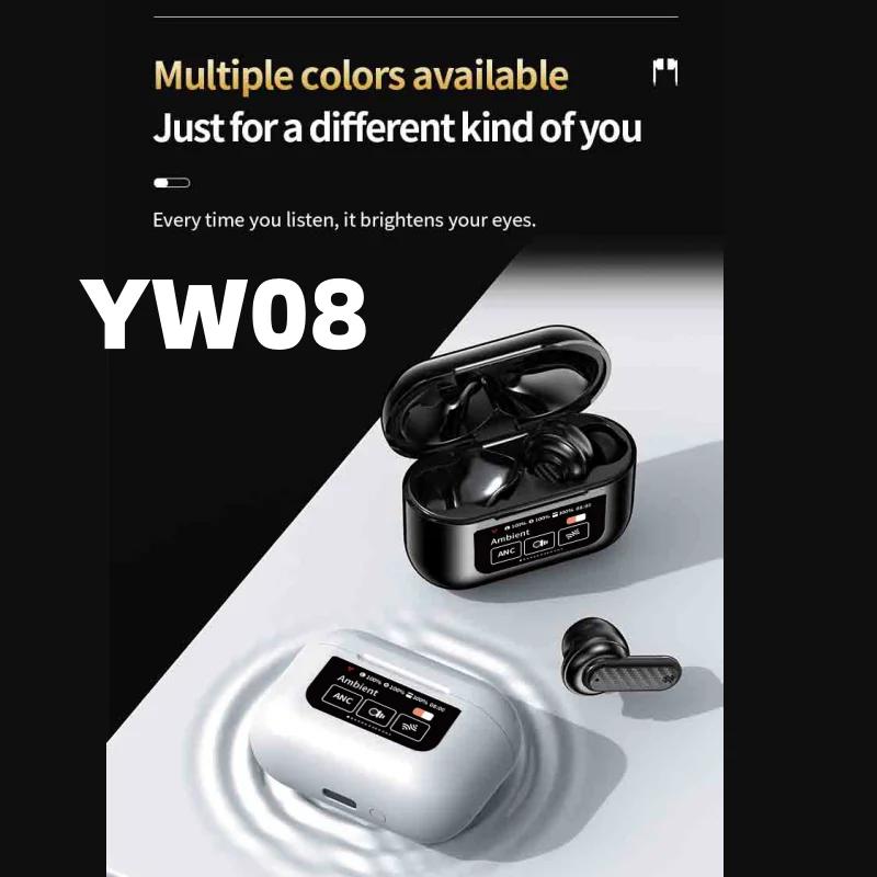 YW08 Bezprzewodowy zestaw słuchawkowy BT 5.4 z etui ładującym Smart Touch Kolorowy ekran ANC Redukcja szumów otoczenia Dźwięk przestrzenny 9D