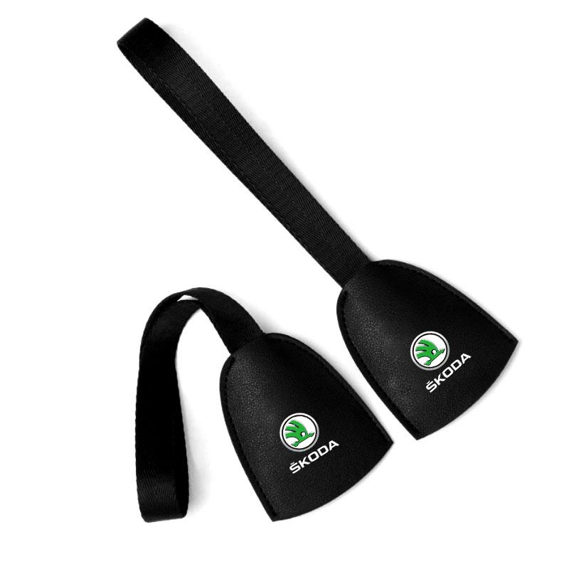1/2pcs Leather Car Seat Back Hooks Portable Hanging Bag Rack for Skoda Octavia Enyaq Rapid Karoq Derivati Fabia Kodiaq Kamiq Superb Yeti