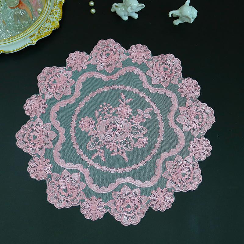 Round Mesh Rose Flower Embroidery Table Cloth Cover Wedding Tablecloth Dining Kitchen Christmas Table Decoration and Accessories