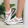 Women's Baotou Sandals Anti-slip Wear-resistant Sponge Cake Base  Sandalias De Mujer Outdoor Leisure Velcro Zapatillas De Mujer