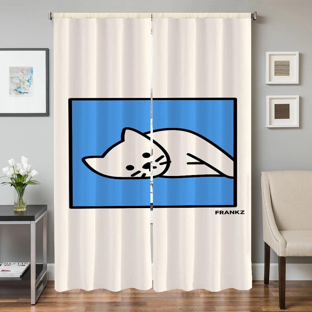 Window Home Interior Kitchen Curtains for Living Room 2 Pieces Blackout Curtains Door Curtain Cat Bedroom Decoration Partition