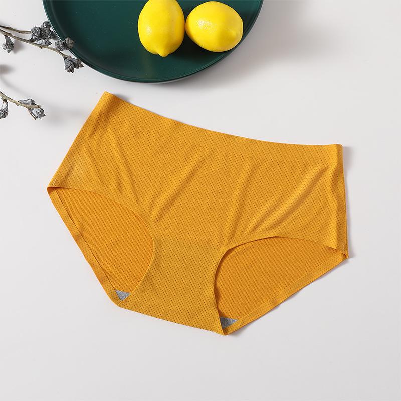 Plus Size Breathable Holes Panties Women Lingerie Solid Knickers Seamless Female Mid-rise Briefs