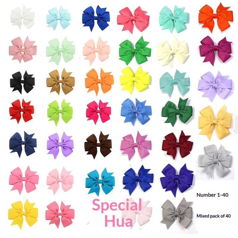 20/40/60Pcs Hair Accessories Grosgrain Ribbon Bows Hair Clips Set For Girl Random Color Bow Hairgripes Headwear