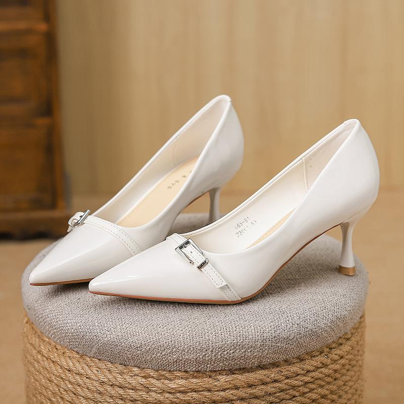 Huiliya pointed high heels stiletto new lacquered fashion Korean version temperament kitten and commuter single shoes G65-81