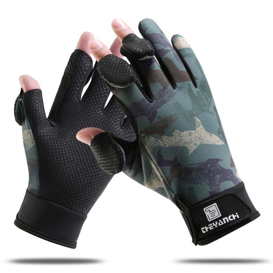 Gobygo Fishing Gloves Flip Finger Touch Screen Waterproof Wear-Resistant Outdoor Riding Thickened Silicone Anti-Slip Men Women