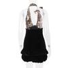 Velvet Leopard Patchwork Halter Mini Dress - Sexy, Slimming, Backless Design