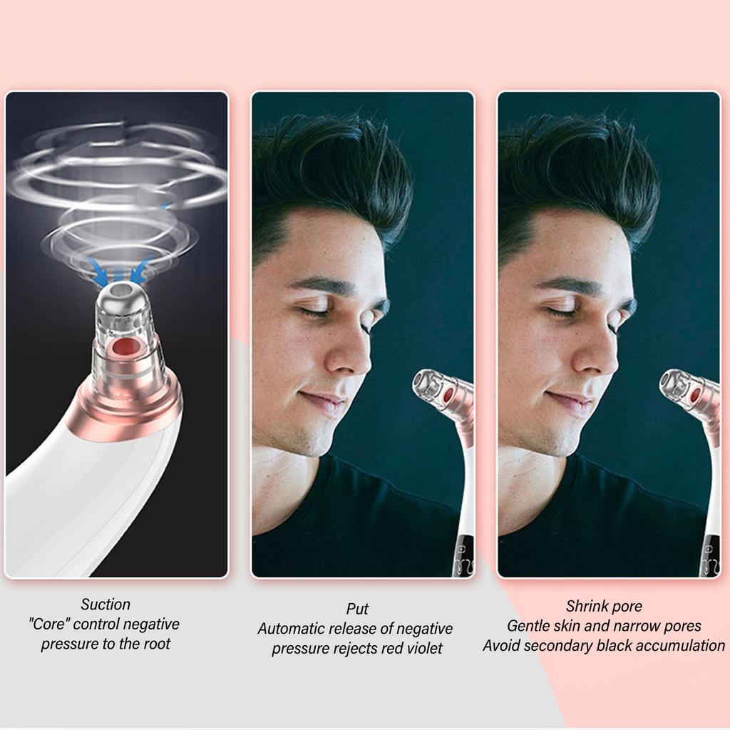 Blackhead Remover Pore Vacuum Electric Facial Pore Cleaner USB Rechargeable Blackhead Remover Vacuum Kit with 4 Probes